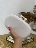 Ishhaara White Capsule Resin Clutch Bag