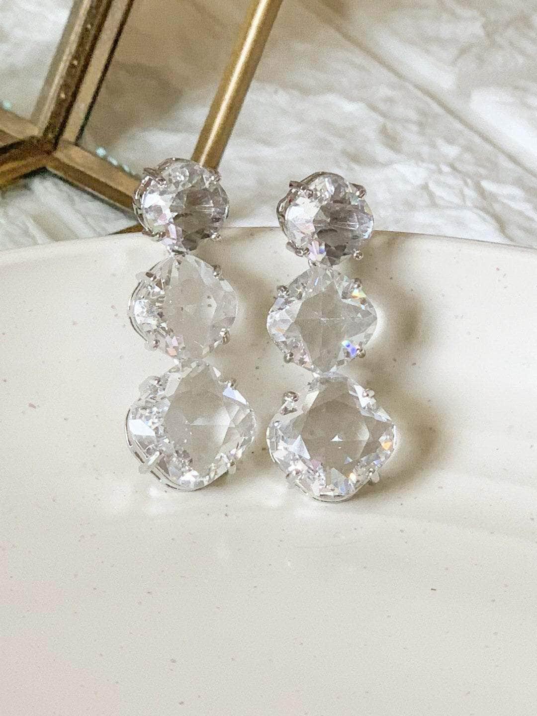 Ishhaara Nikita Dutta In Crystal Cascade Earring White