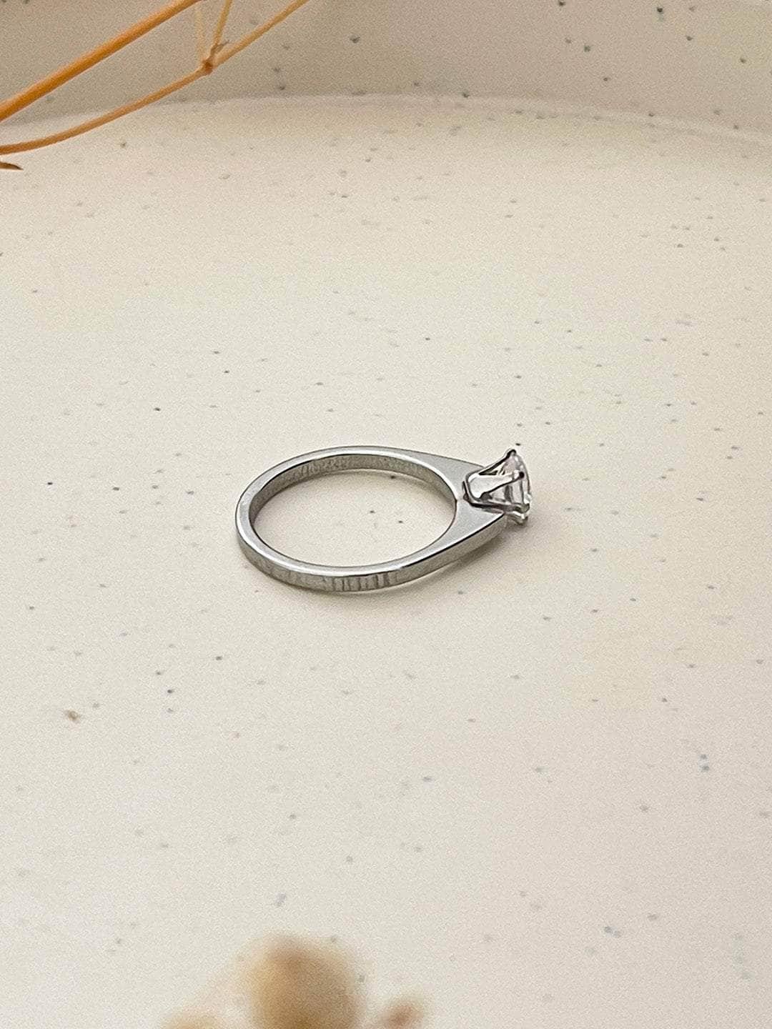 Ishhaara White Finish Zircon Solitaire Ring