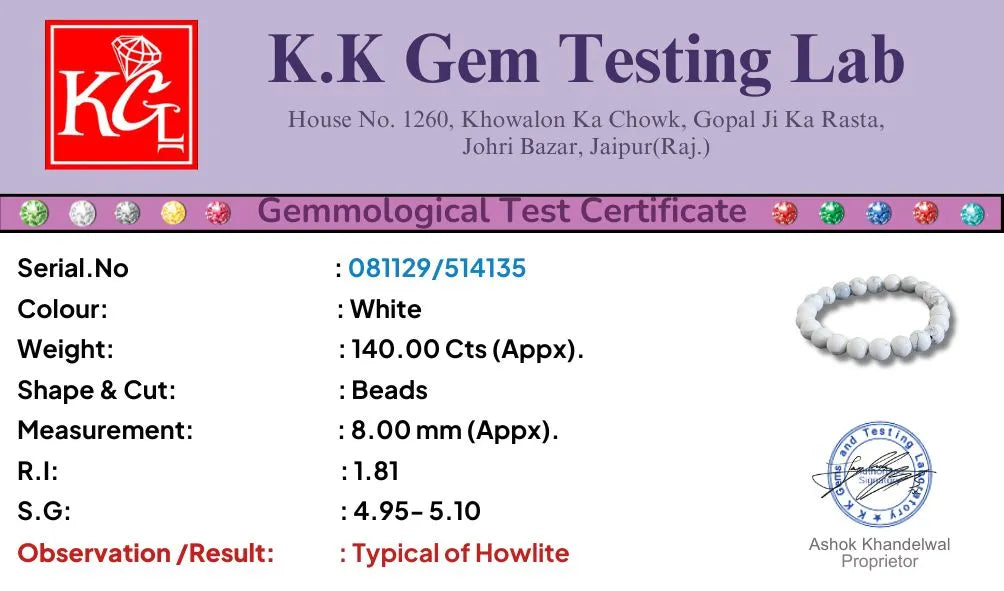 Ishhaara White Howlite Bead Bracelet