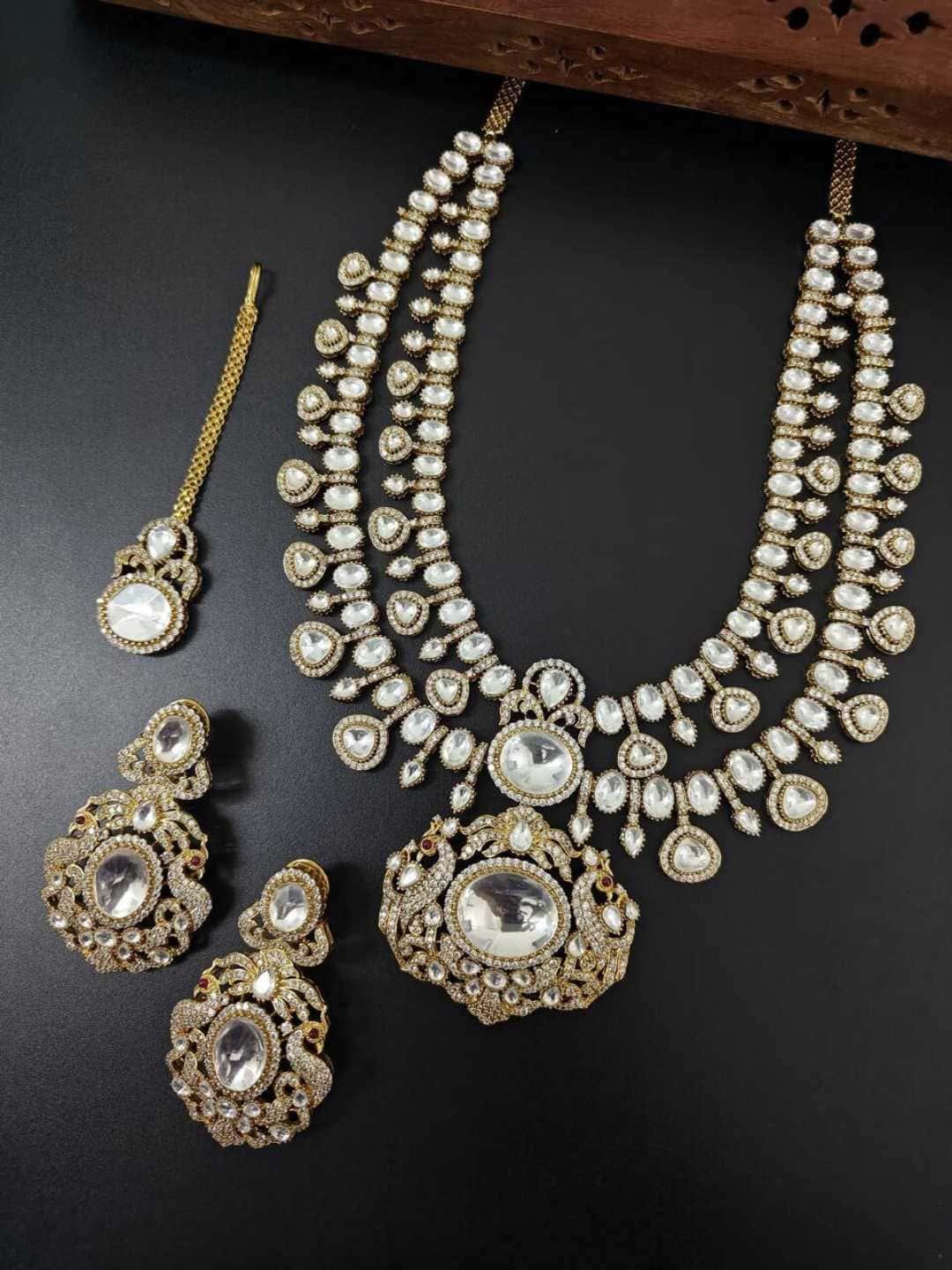Ishhaara White Isha Ambani Inspired Long Emerald Necklace