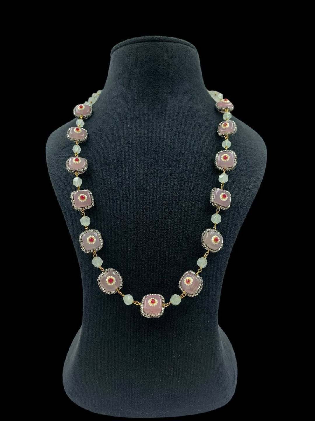 Ishhaara Red Jadau Beaded Pearl Necklace