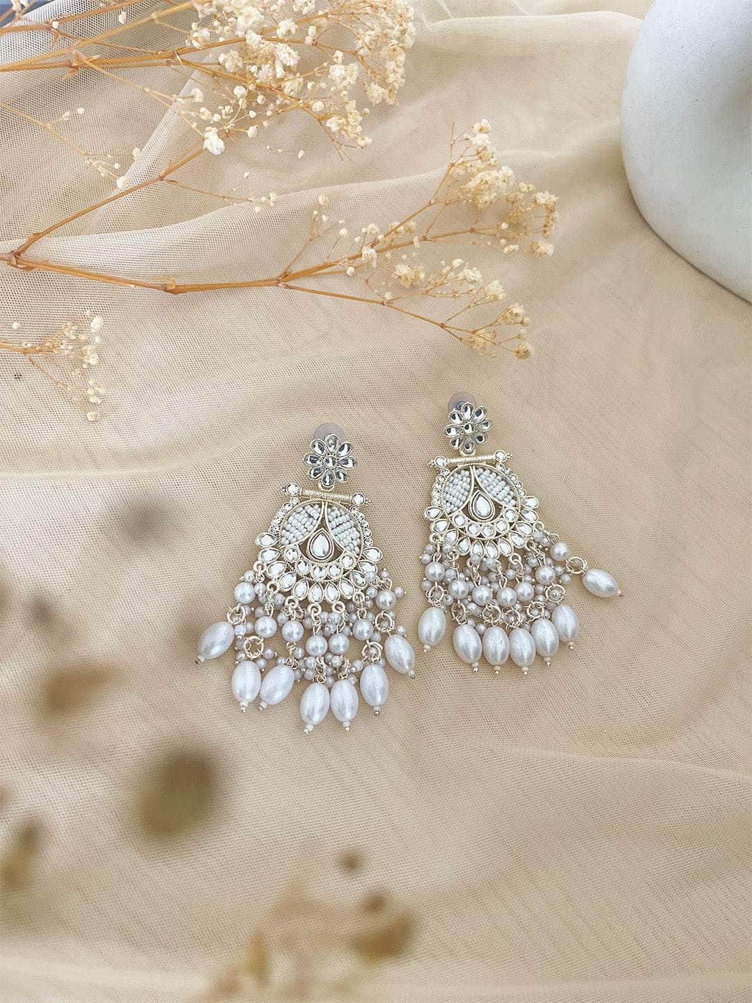 Ishhaara White Kundan Elegance With Pearl Drape