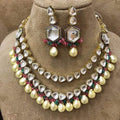 Ishhaara Patchi Kundan 2 Line Baroque Pearl Necklace