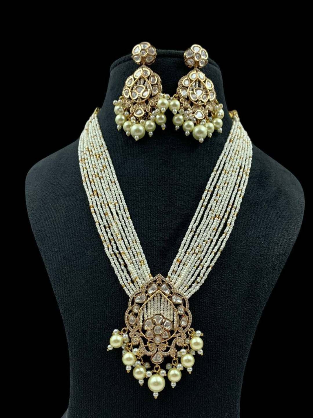 Ishhaara White Polki Kundan Ad Stone Victorian Style Long Necklace
