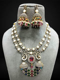 Ishhaara White Royal Stone Studded Kundan Necklace Set