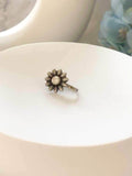 Ishhaara White Stone Floral Oxidised Nose Pin