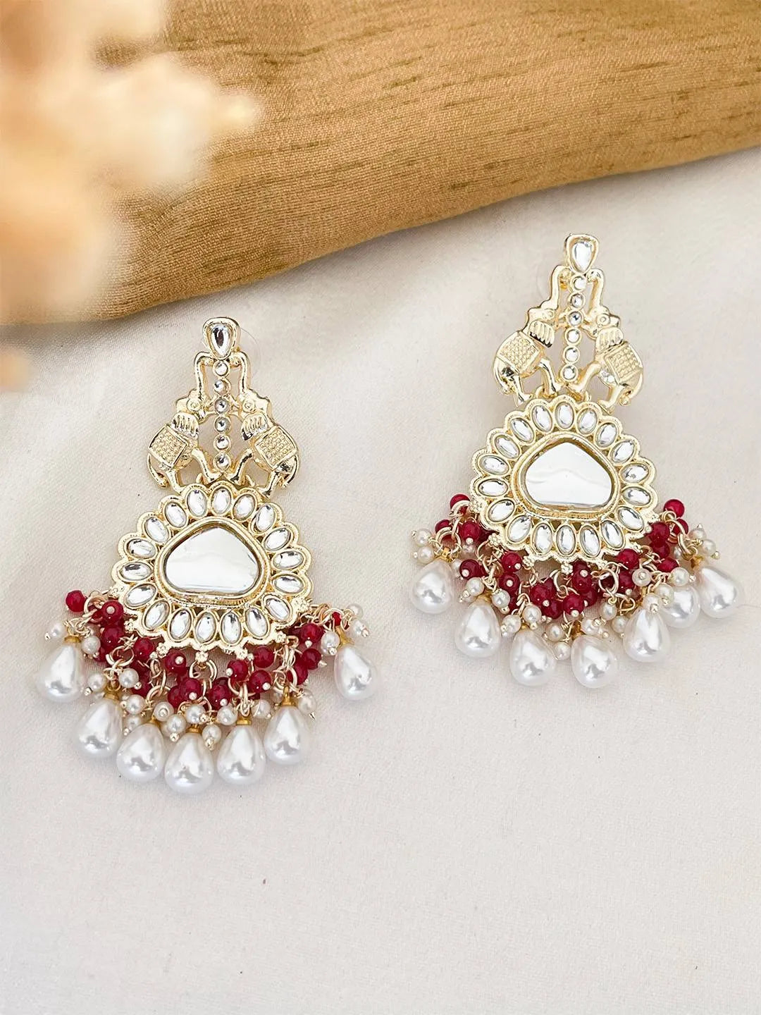Ishhaara Wine Colored Chandbali Earrings