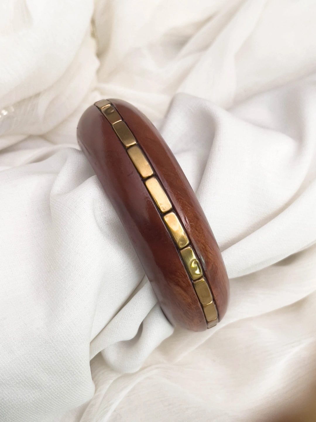 Ishhaara Wooden Bangle With Gold Metal Detailing