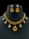 Ishhaara Yellow Antique Designer Chained Pendant Necklace