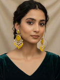 Ishhaara Yellow Cutwork Chandbali Earrings