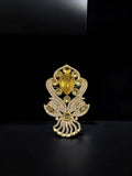 Ishhaara Yellow Gold Embellished Victorian Heart Brooch