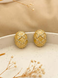 Ishhaara Gold Plated Oval Shaped Stud Earrings