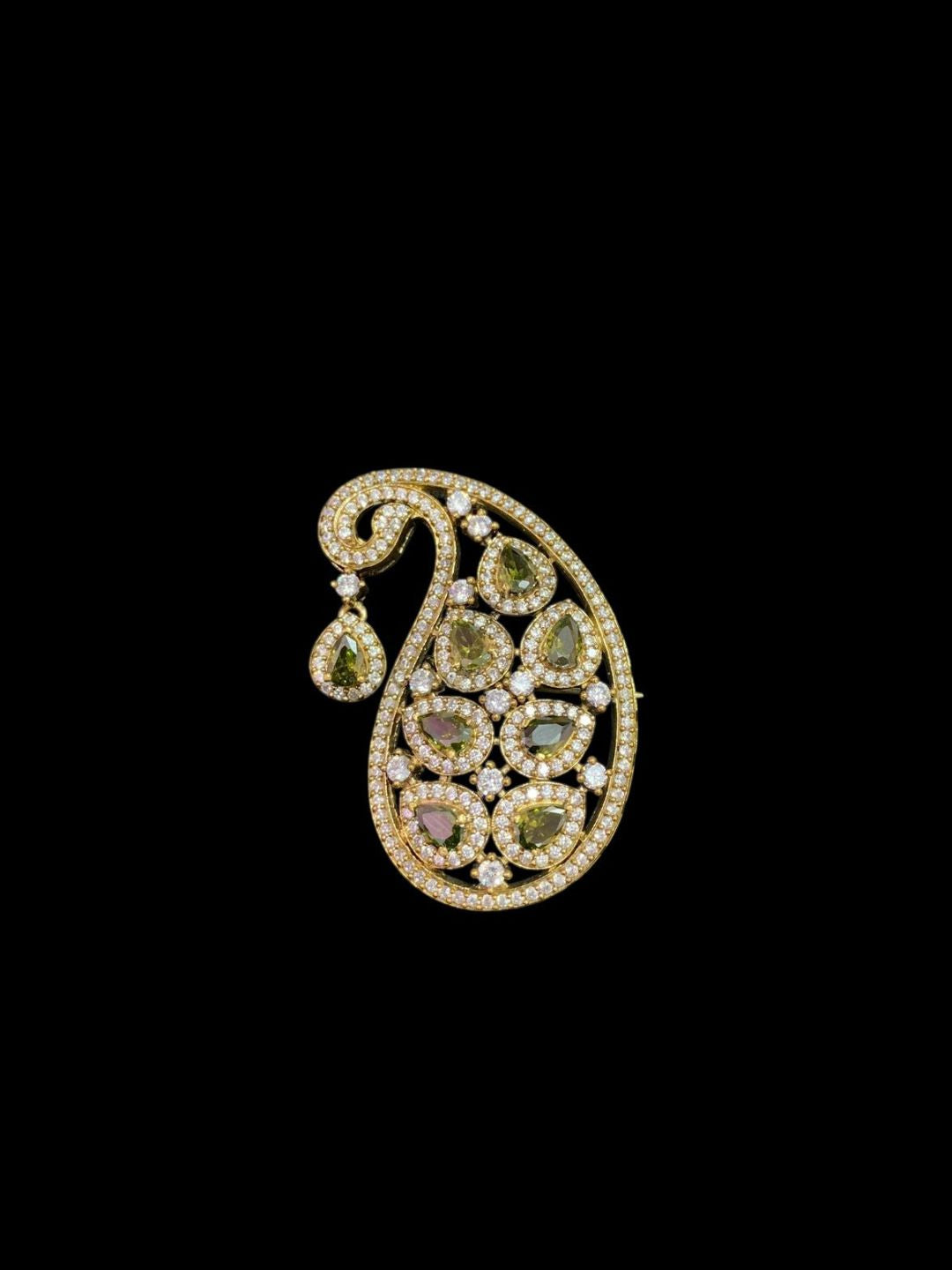 Ishhaara Yellow Mango Shaped Groom Brooch