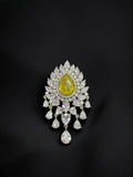 Ishhaara Yellow Pastel Pop Zircon Stone Studded Brooch