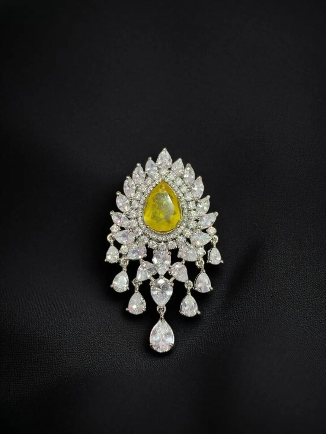 Ishhaara Yellow Pastel Pop Zircon Stone Studded Brooch