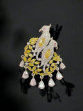 Ishhaara Yellow Stylish Peacock Brooch