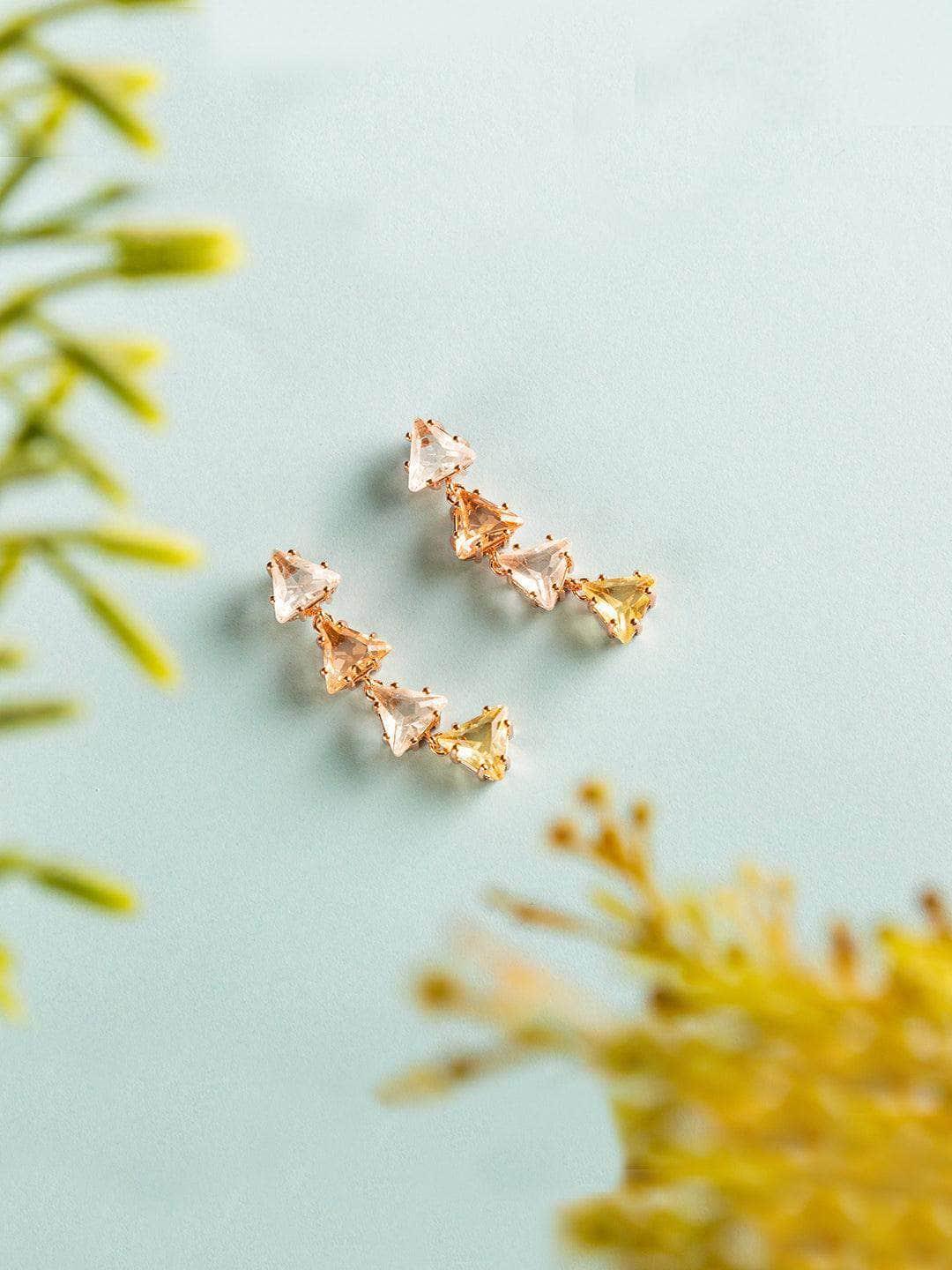 Ishhaara Triangle 4 Tiered Pastel Earrings Yellow
