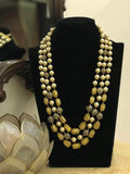 Ishhaara Triple Layered Pearl Precious Stone Necklace