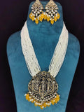 Ishhaara Victorian Style Long Temple Pendant Necklace Set