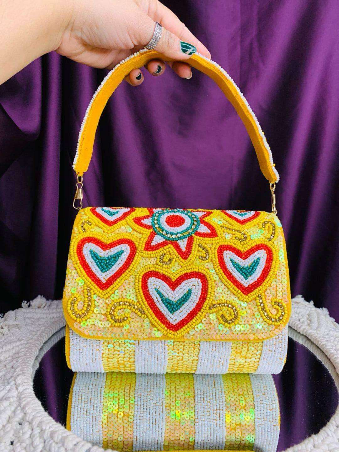Ishhaara Yellow Vintage Embroidered Clutch