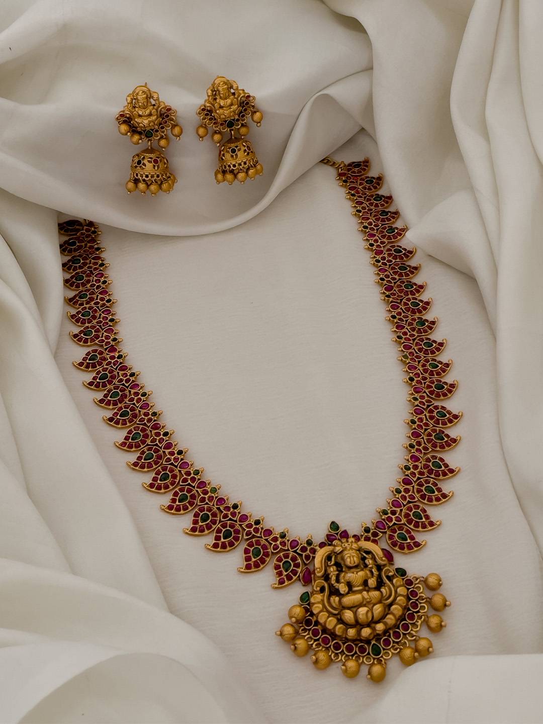 Antique Lakshmi Pendant Studded Manga Haram