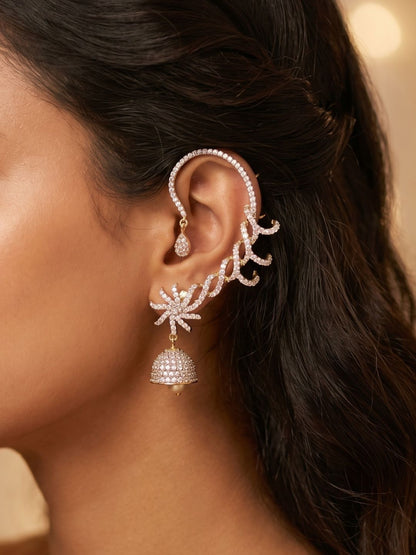 Twinkling Jhumka Studded Earcuff Earring