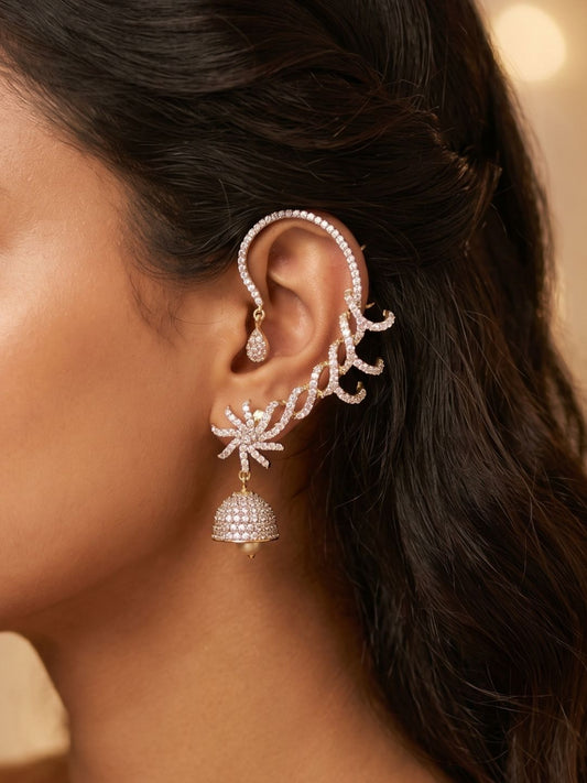 Twinkling Jhumka Studded Earcuff Earring