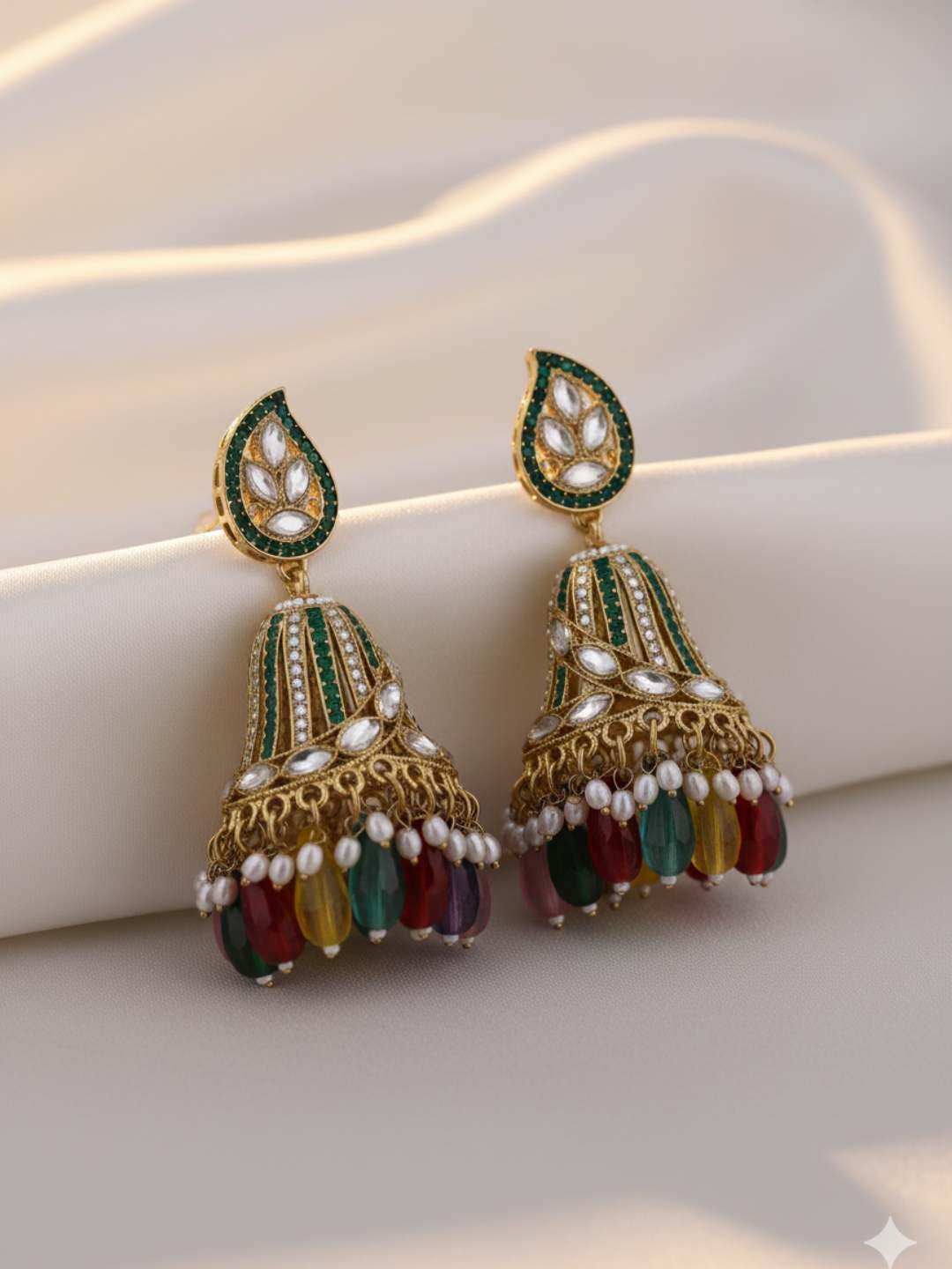 Jadau Jhumka Earring With Pearl Work