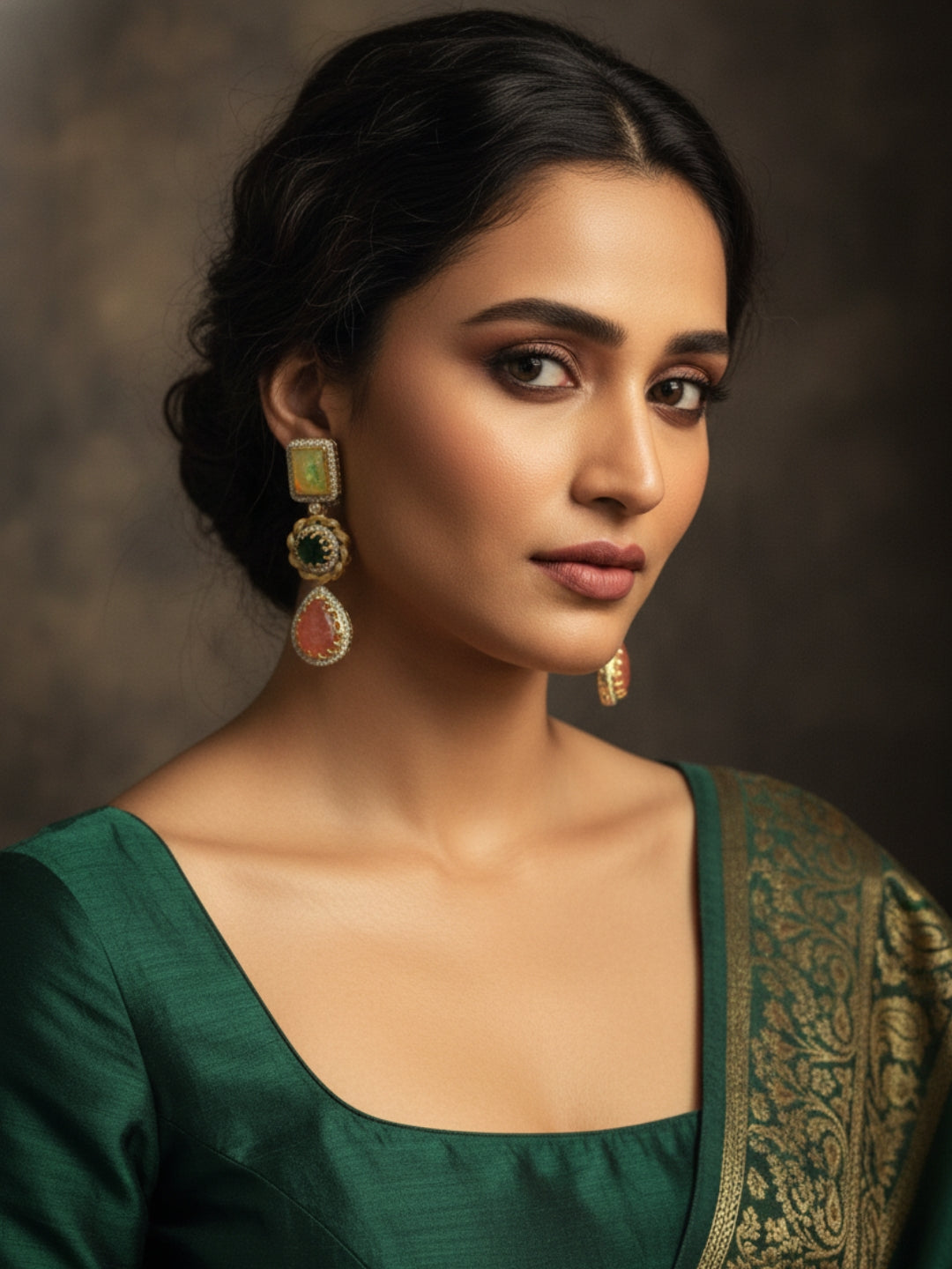 Ishhaara Multi Marble Stone Sabya Inspired Statement Earrings
