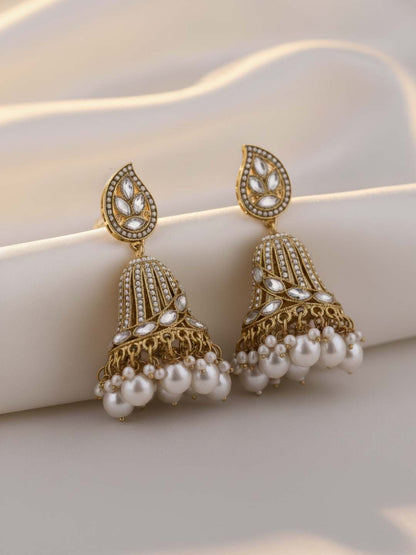 Jadau Jhumka Earring With Pearl Work