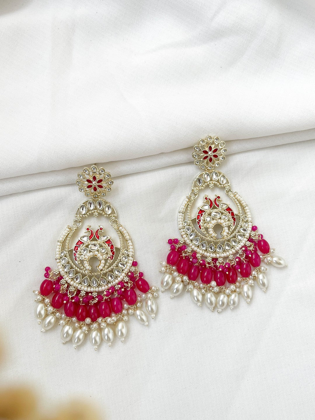 Kundan Chandbalis with Beadwork