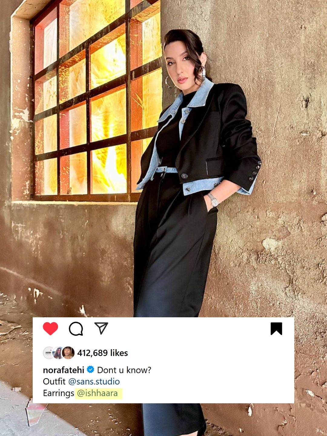 Nora Fatehi In Wide Chunky Big Hoops