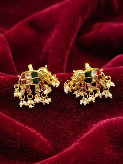 Exquisite Jadau Kundan Elephant Bugadi Earrings