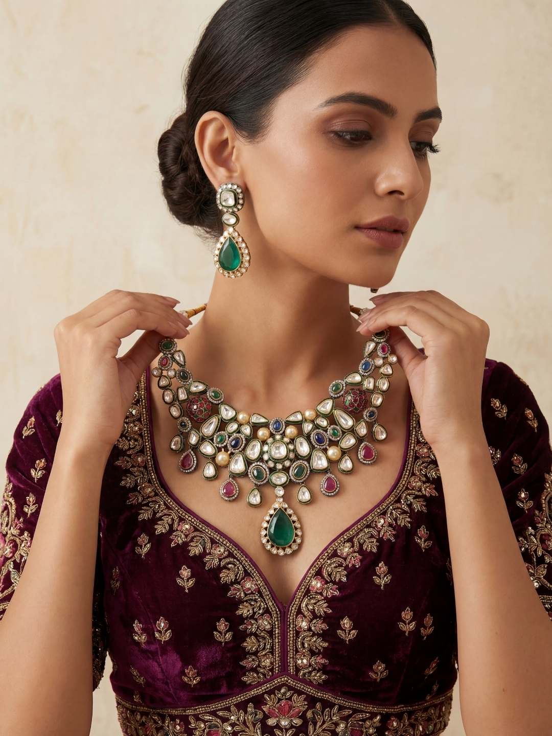 Royal Mosaic Gemstone Necklace Set