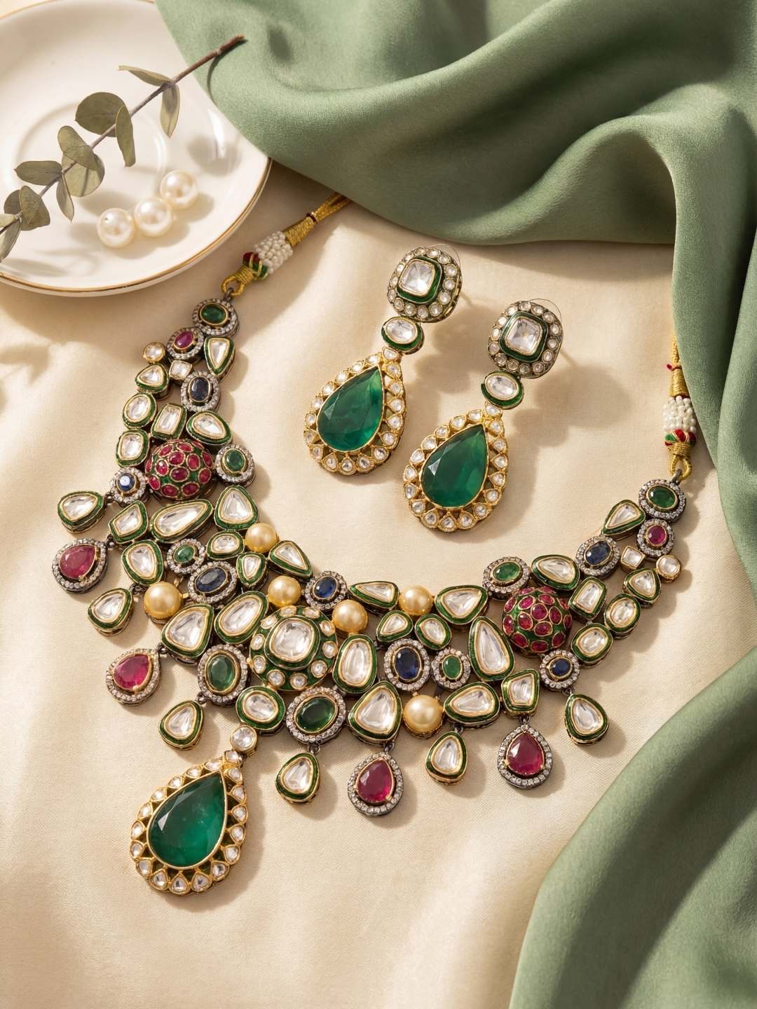 Royal Mosaic Gemstone Necklace Set