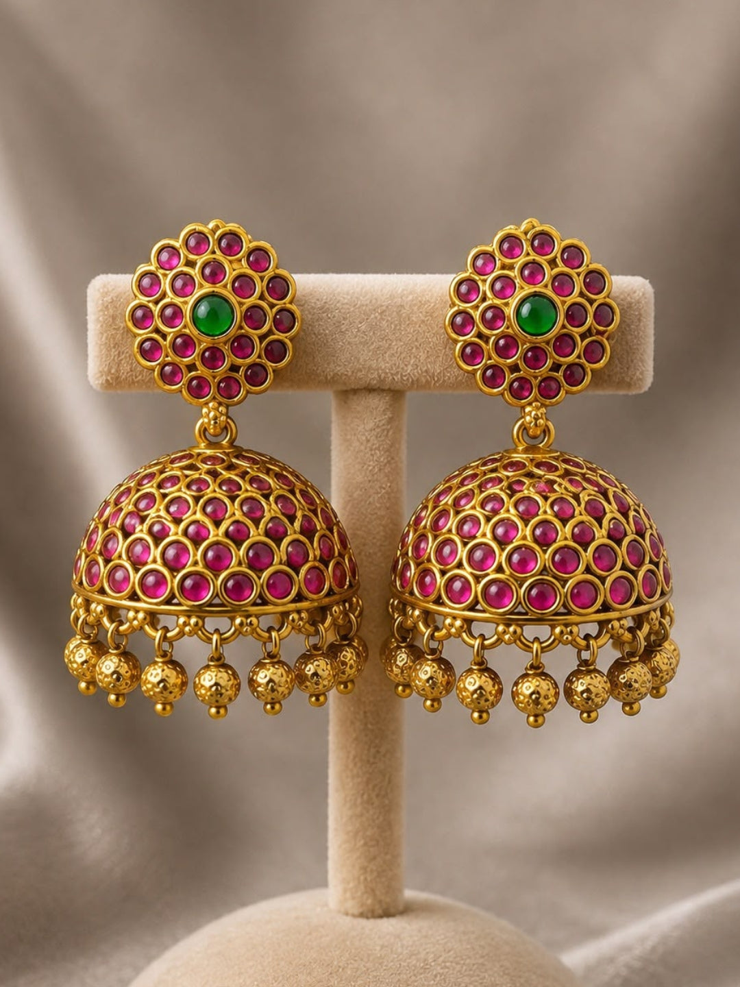 Ruby Polki Jhumka Earrings