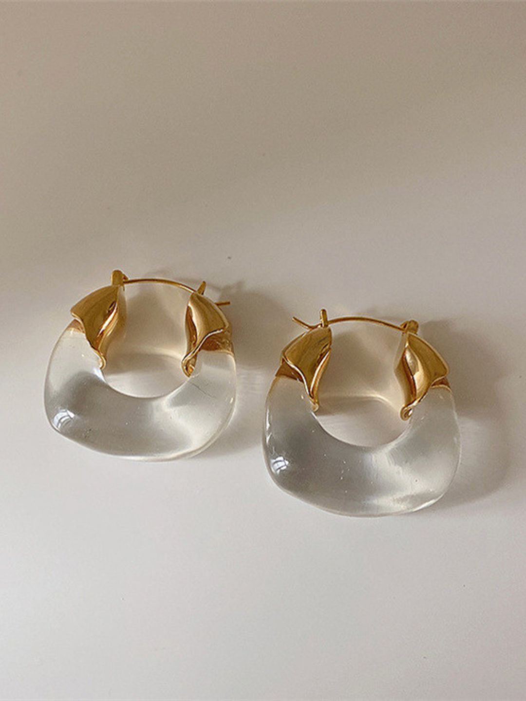 Chunky Resin Statement Gold Hoop Earrings