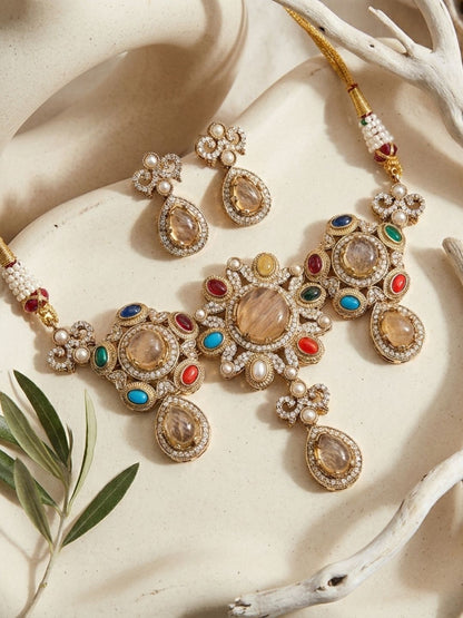 Colourful Gold Plated Necklace