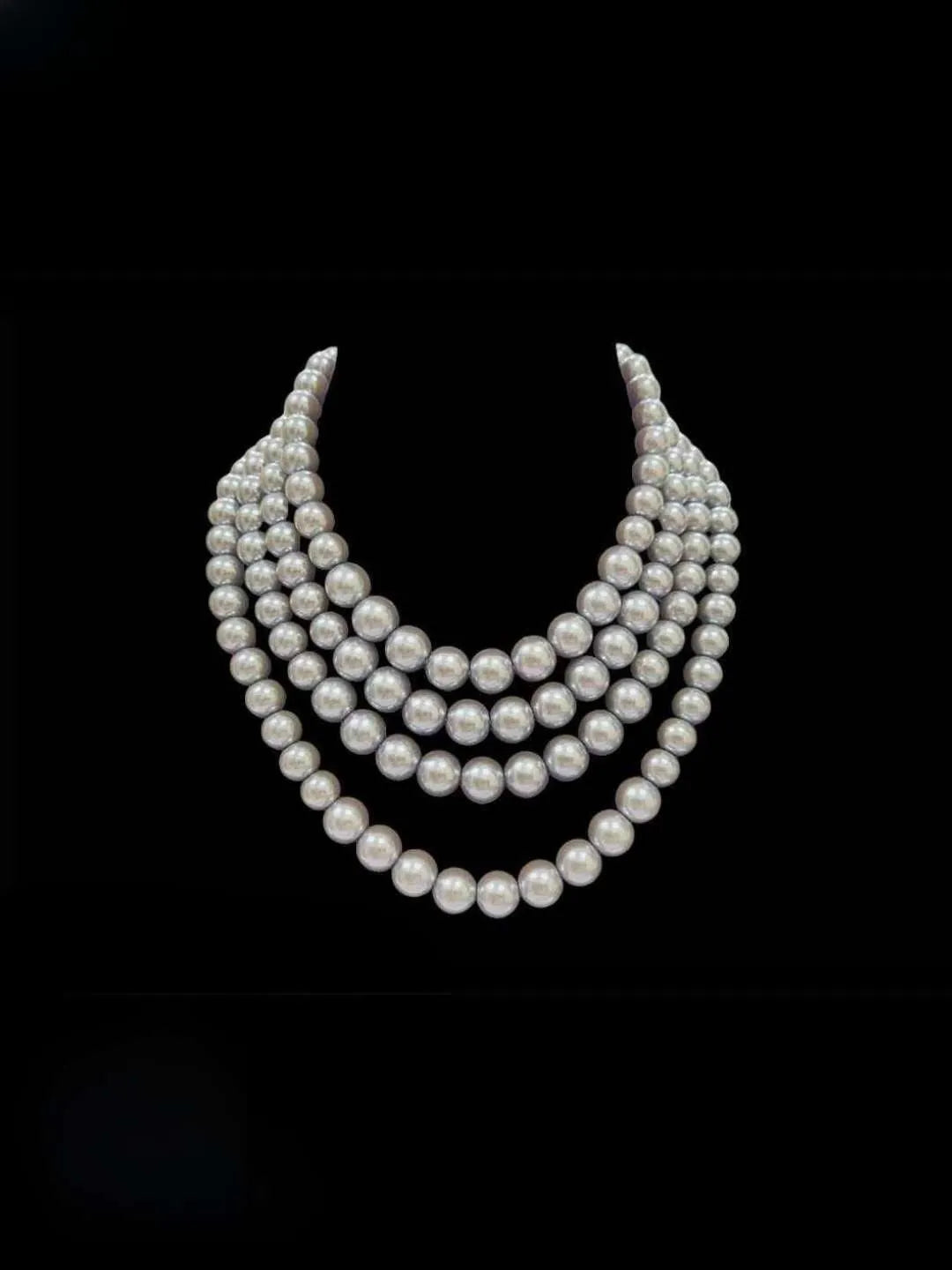 Ishhaara Grey Elegant 4 Strand Pearl Necklace