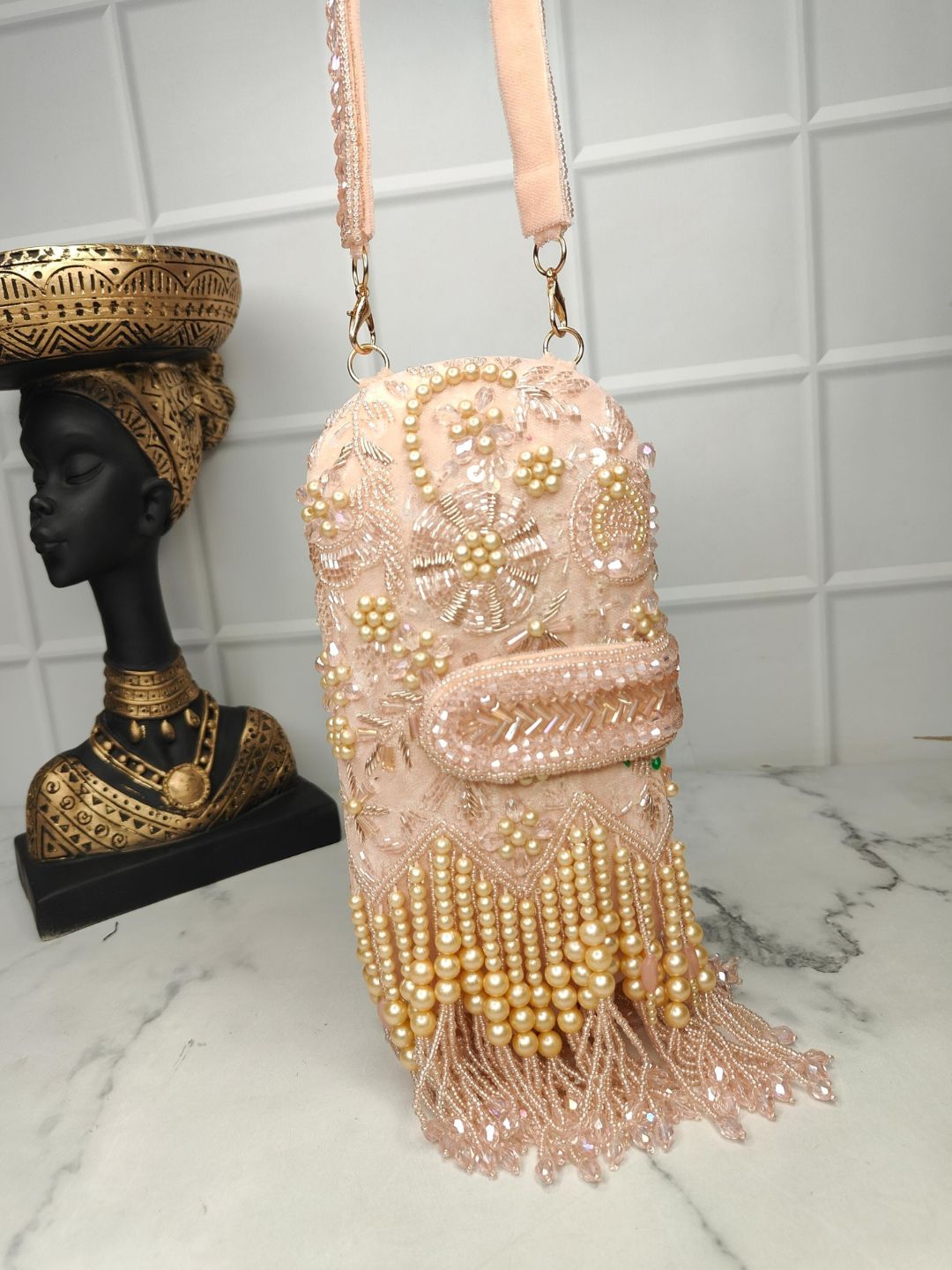 Multi Color Sequin Gulnaz Floral Embroidered Tasseled Potli Bag