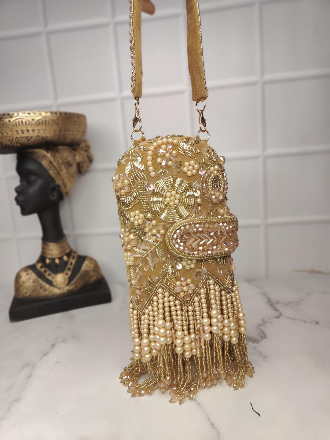 Multi Color Sequin Gulnaz Floral Embroidered Tasseled Potli Bag