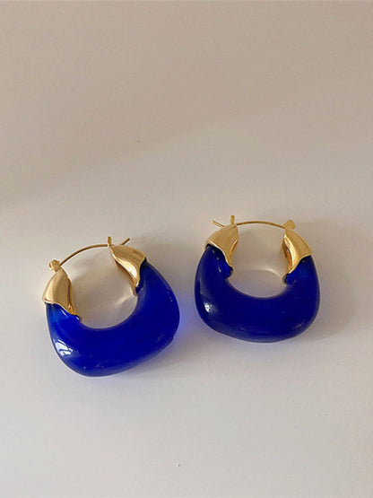 Chunky Resin Statement Gold Hoop Earrings