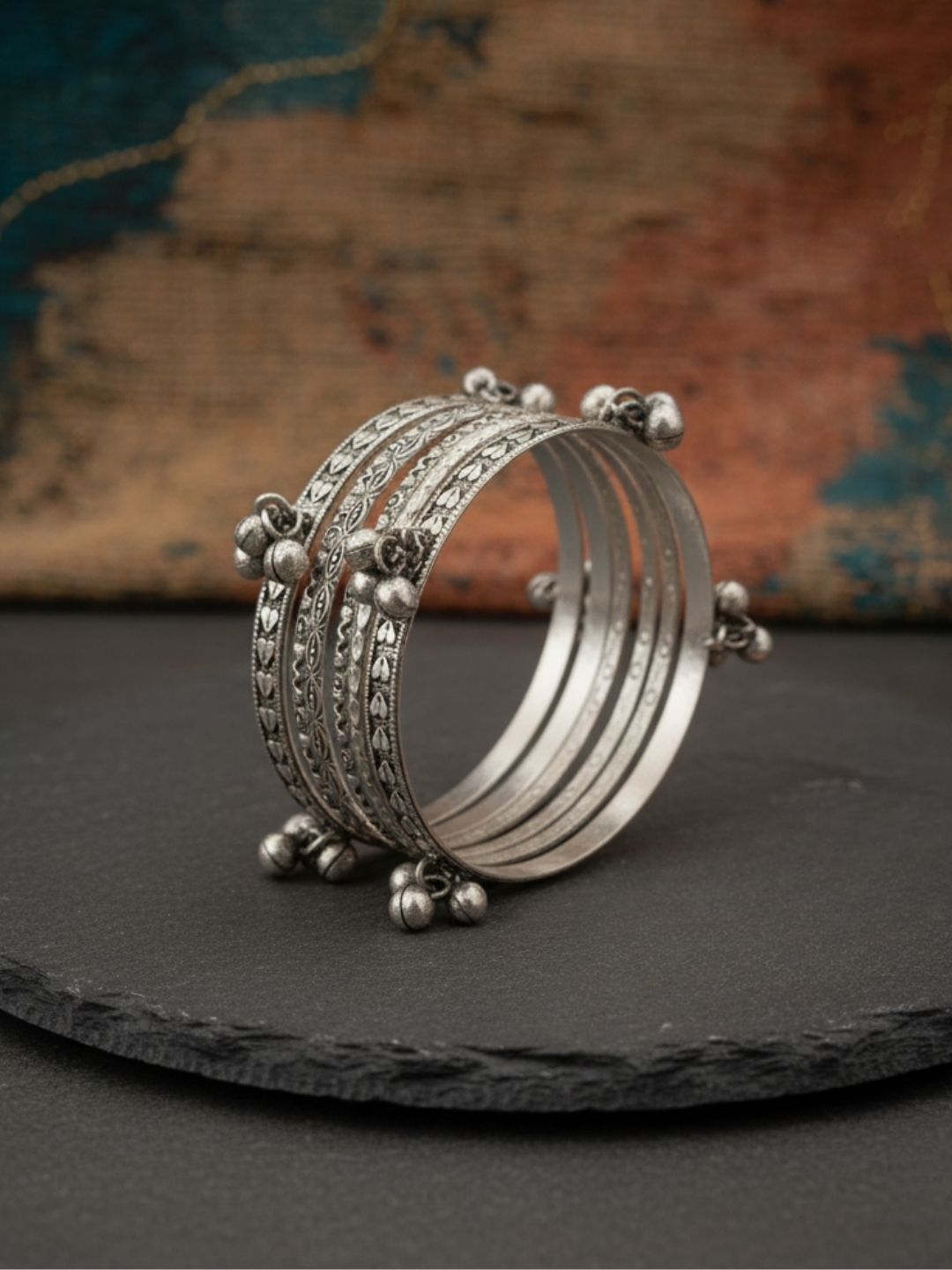 Traditional Oxidised Black Silver Bangles