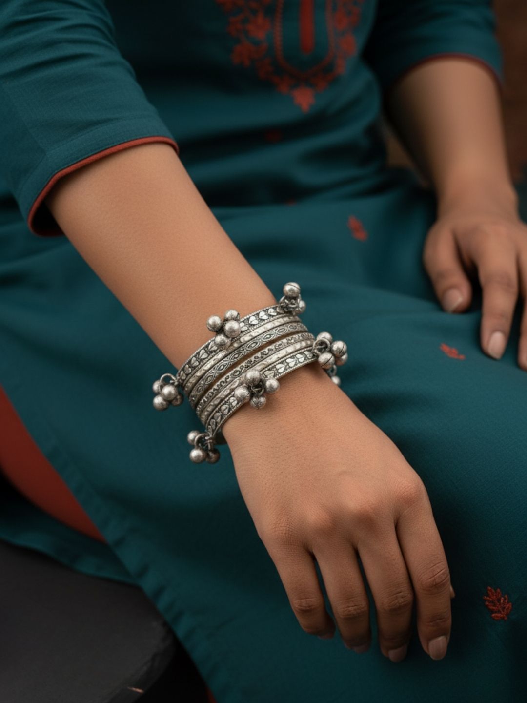 Traditional Oxidised Black Silver Bangles