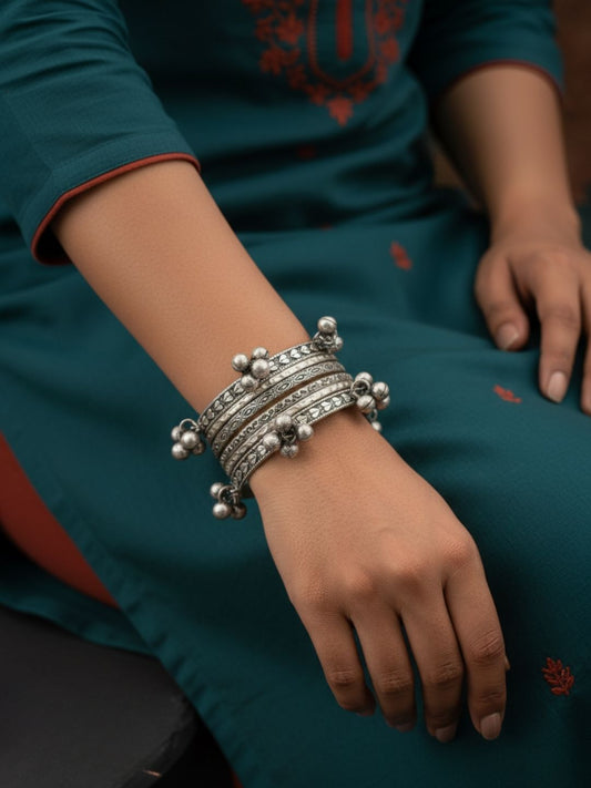 Traditional Oxidised Black Silver Bangles