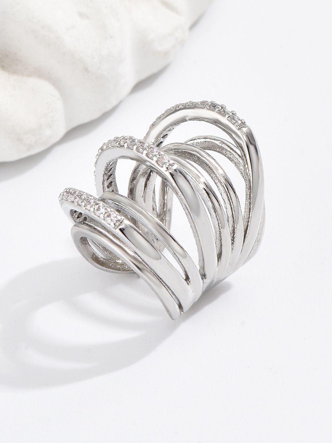 Silver Plated Dainty Textured Earcuff