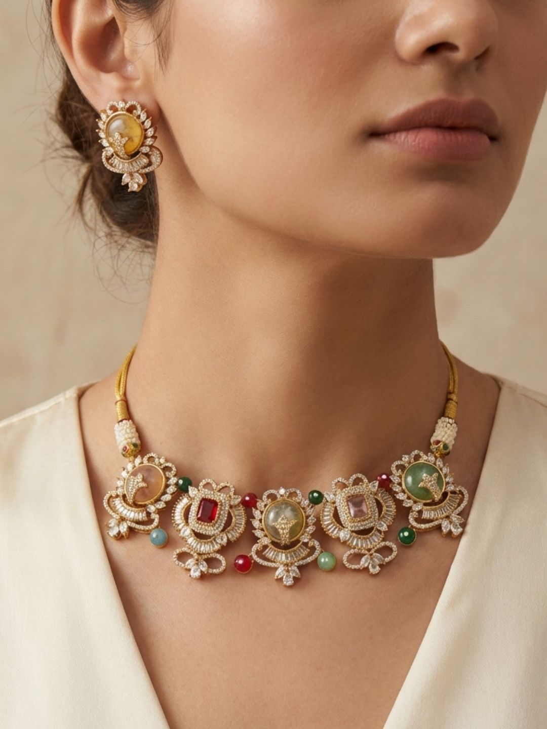 Multistone Precious Choker Necklace
