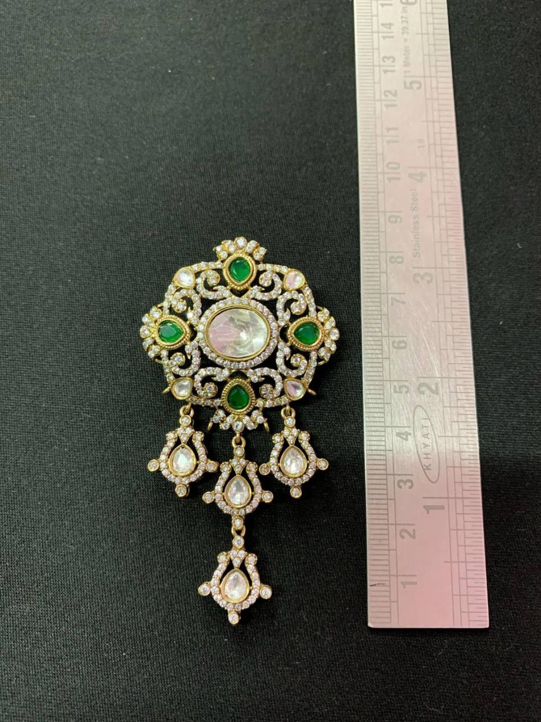 Ishhaara Vintage Polki Kundan Studded Groom Brooch