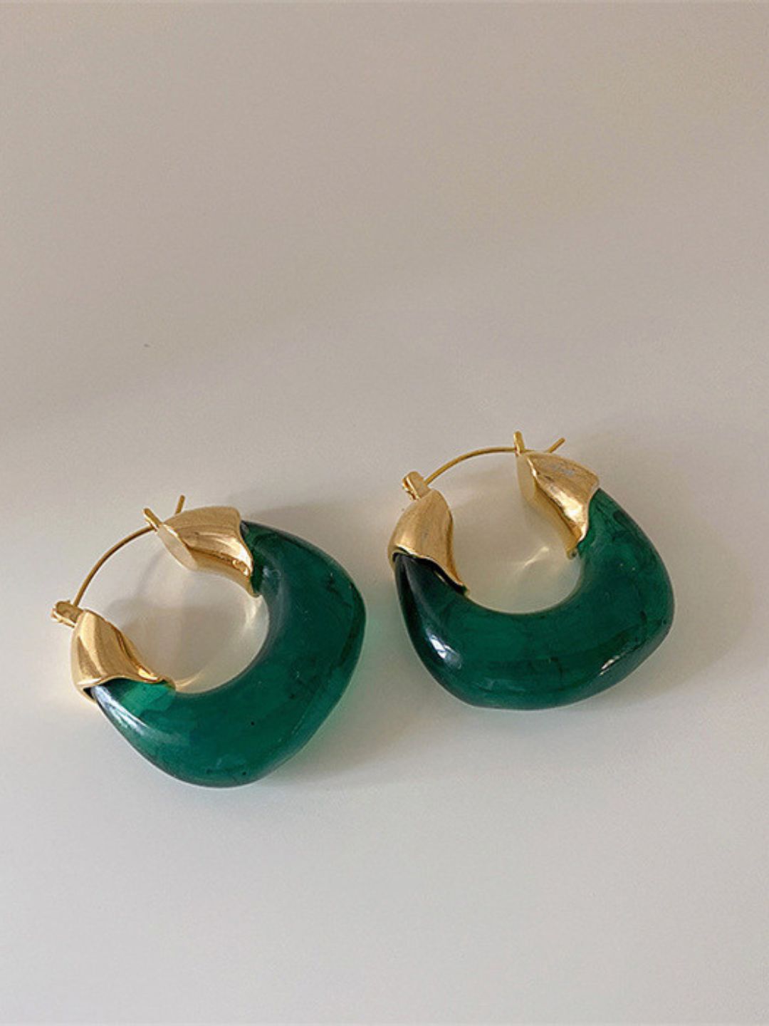 Chunky Resin Statement Gold Hoop Earrings